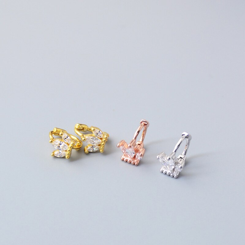 925 sterling silver earrings zircon mini crown screw stud earring ear bone nails wild trend woman girl ear jewelry