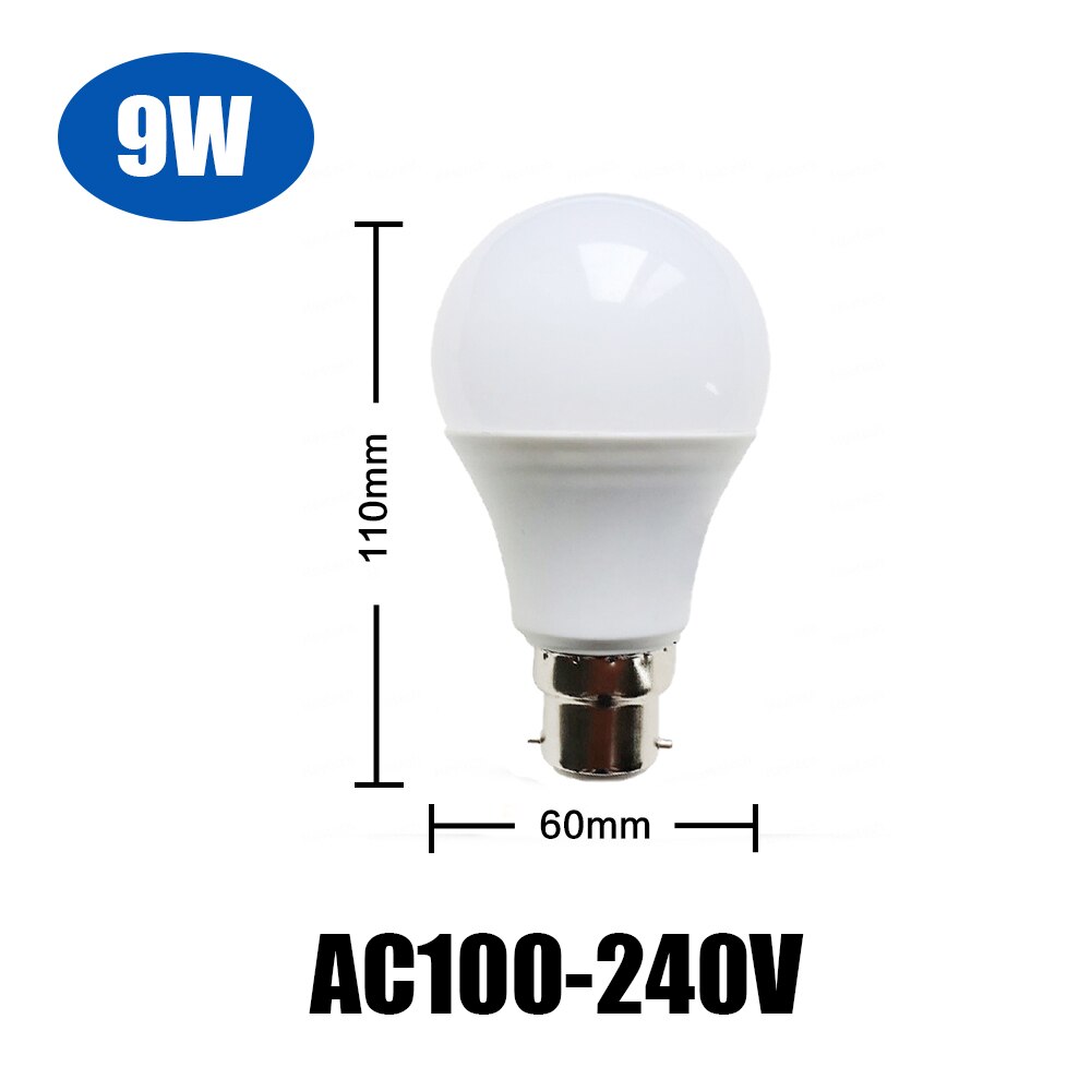 LED Lamp B22 LED Lamp 18 W 15 W 12 W 9 W 7 W 5 W 3 W LED licht Blubs Lampada Led Spotight Koud/Warm Wit AC 110 V 220 V 240 V Bombilla: 9W B22 AC100V-240V / Cold White