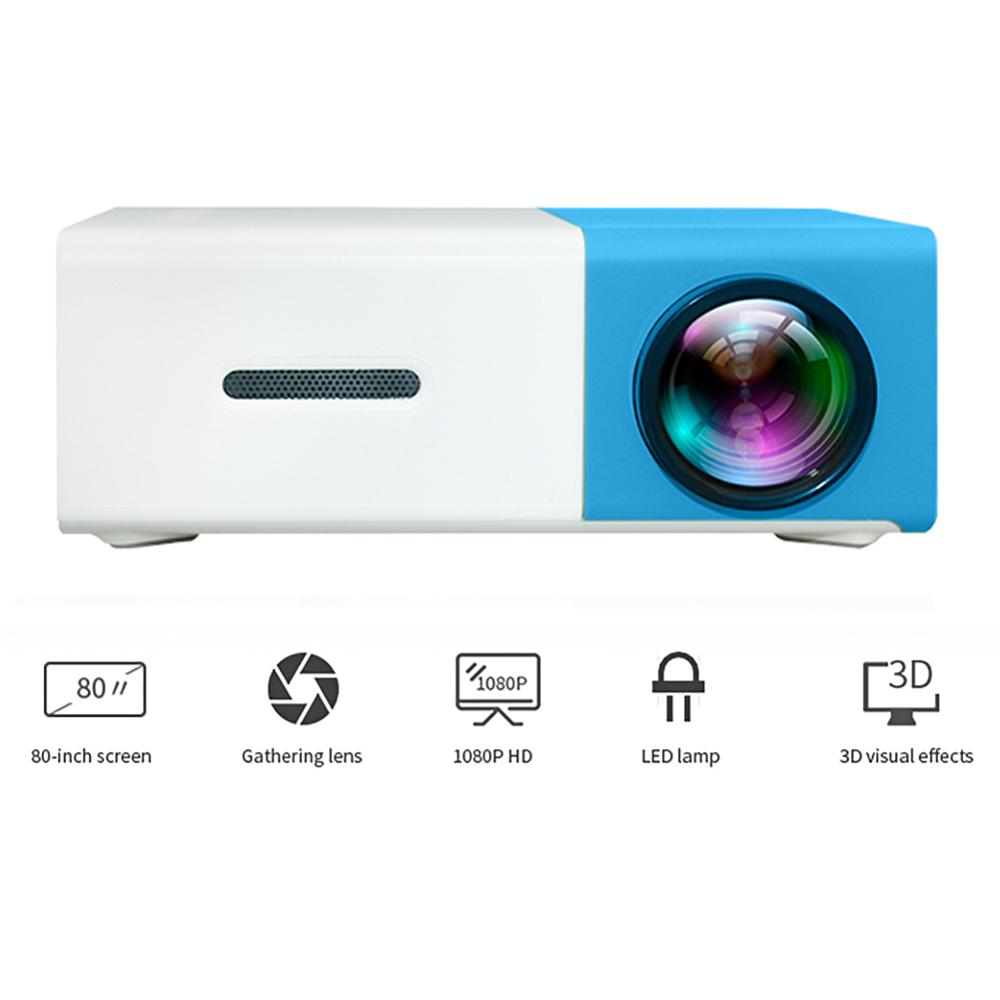 UK Plug Blue YG300 Home Mini Mini Projector LED Entertainment Portable 1080 HD Projector