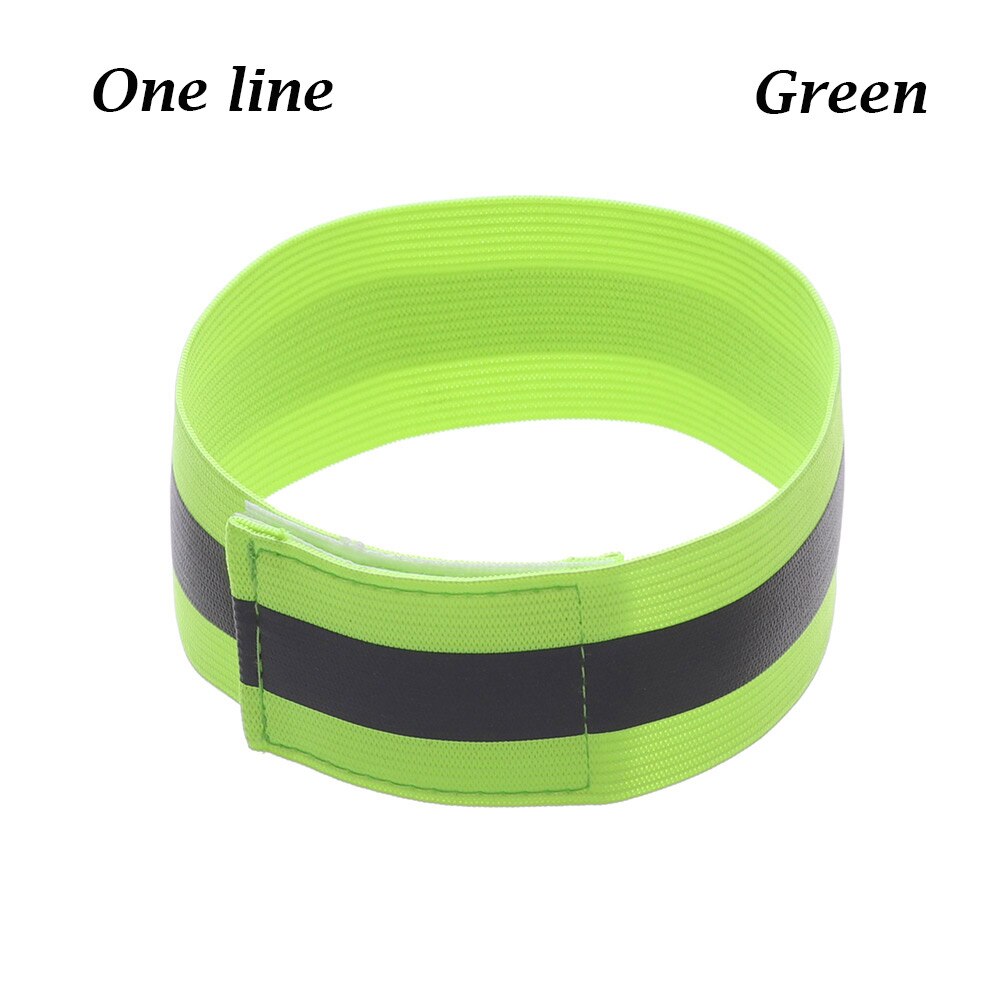 1 PC Fahrrad Reflektierende Streifen Warnung Armband Bike Reflektor Sicherheit Armbinde Laufen Radfahren Bind Hosen Hand Bein Reflektierende Band: one line - green