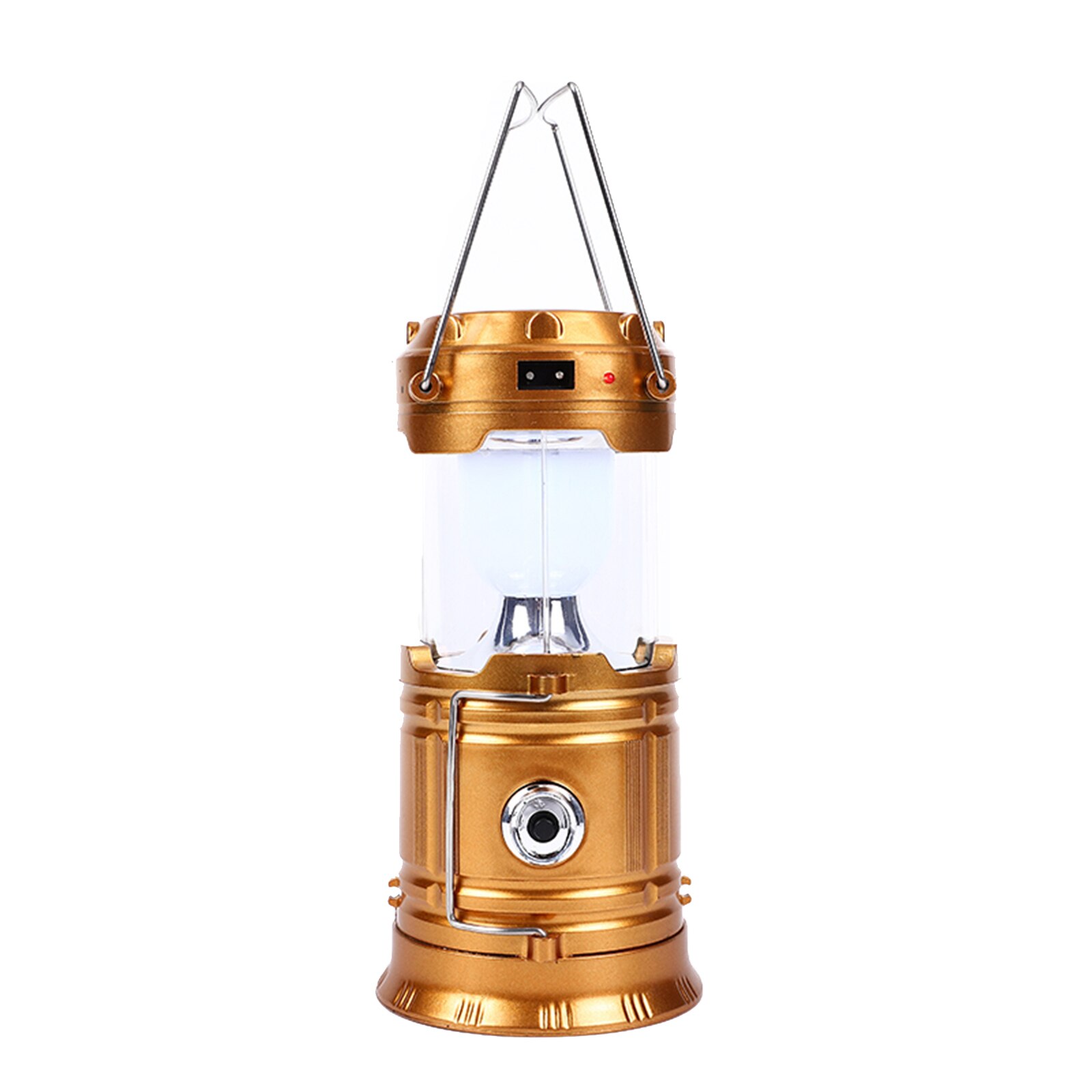 Retractable Lantern Light Portable USB Rechargeable Foldaway LED Flashlight Lighting Lamp Lanterna Tent Lights: Golden  EU PIug