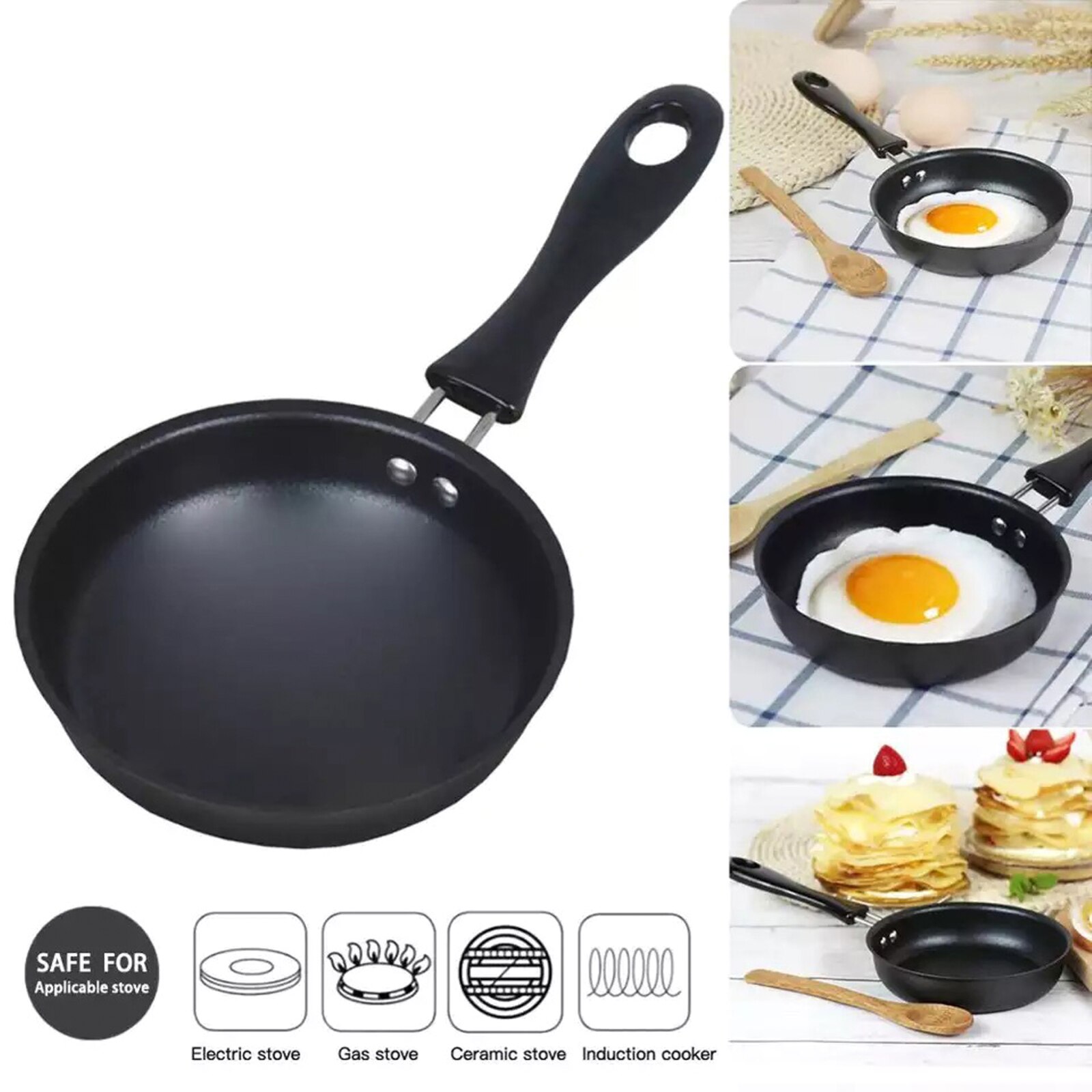12Cm Mini Koekenpan Kleine Non-stick Coating Vaatwasmachinebestendig Duurzaam Draagbare Lichtgewicht Multifunctionele ei Omelet