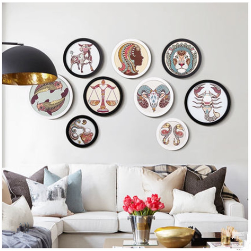 Massivt trä fotoram familj rund bildram enkel modern rund fotoram 6 7 8 10 tum