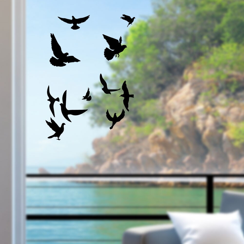 Autocollant de fenêtre d'alarme de chambre à coucher en PVC, verre Anti-Collision, facile à appliquer, forme d'oiseau, décor de maison, statique, autocollants de salon, bricolage