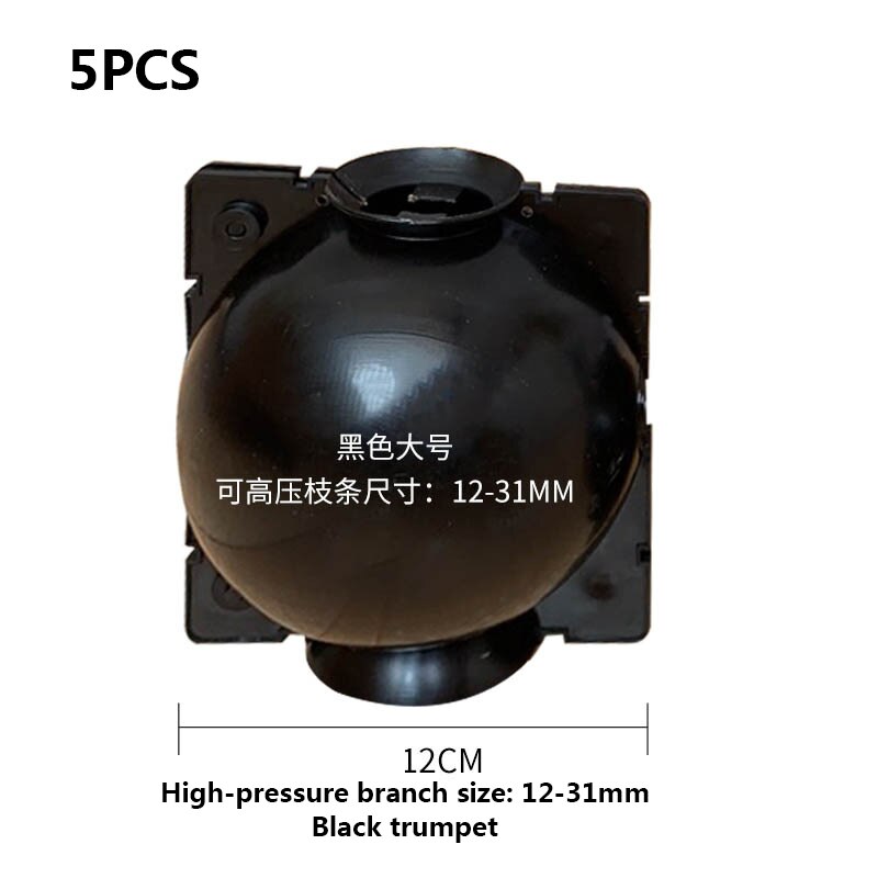 Caixa de crescimento de raiz de planta 5 peças, para jardim 5/8/12cm de diâmetro, enxertia de bola de enxertia de planta caixa de crescimento de enrolamento.: 5pcs  black l