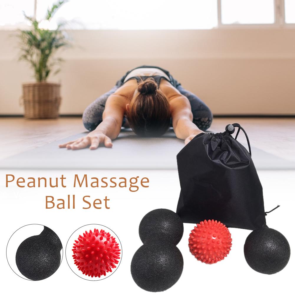 Juego de bolas de masaje de cacahuete para hombres y mujeres, pelota de masaje con puntas, suministros de entrenamiento y Yoga