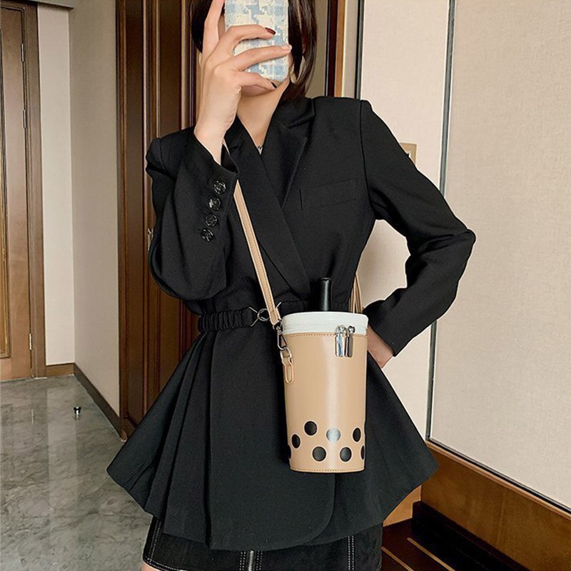 Grappig Stro Melk Thee Cup Vrouwen Handtassen Leuke Meisjes Kleur Contrast Geek Crossbody Tas Individuele Cup Vorm Schoudertassen