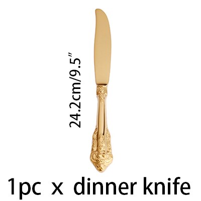 1pc Hochzeit Besteck GoldenVintage Messer Gabel Löffel Edelstahl Gold Geschirr einstellen Westlichen retro Weihnachten Geschirr: 24.2cm Abendessen Messer