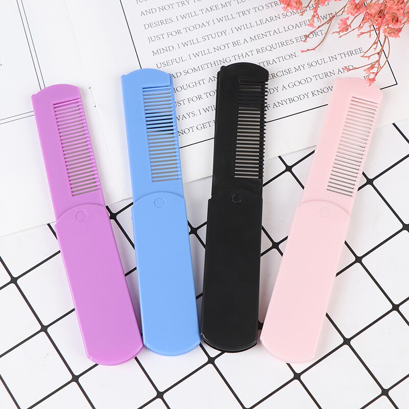 Brosse à cheveux pliable Portable avec miroir, sac à main Compact, peigne de voyage