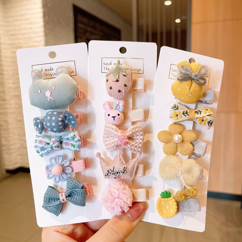5 Teile/satz Nette Karikatur Baby Mädchen Haarnadeln Bogen Blume freundlicher Mini Haar Clips Barrettes freundlicher Haarnadeln Baby Haar Zubehör