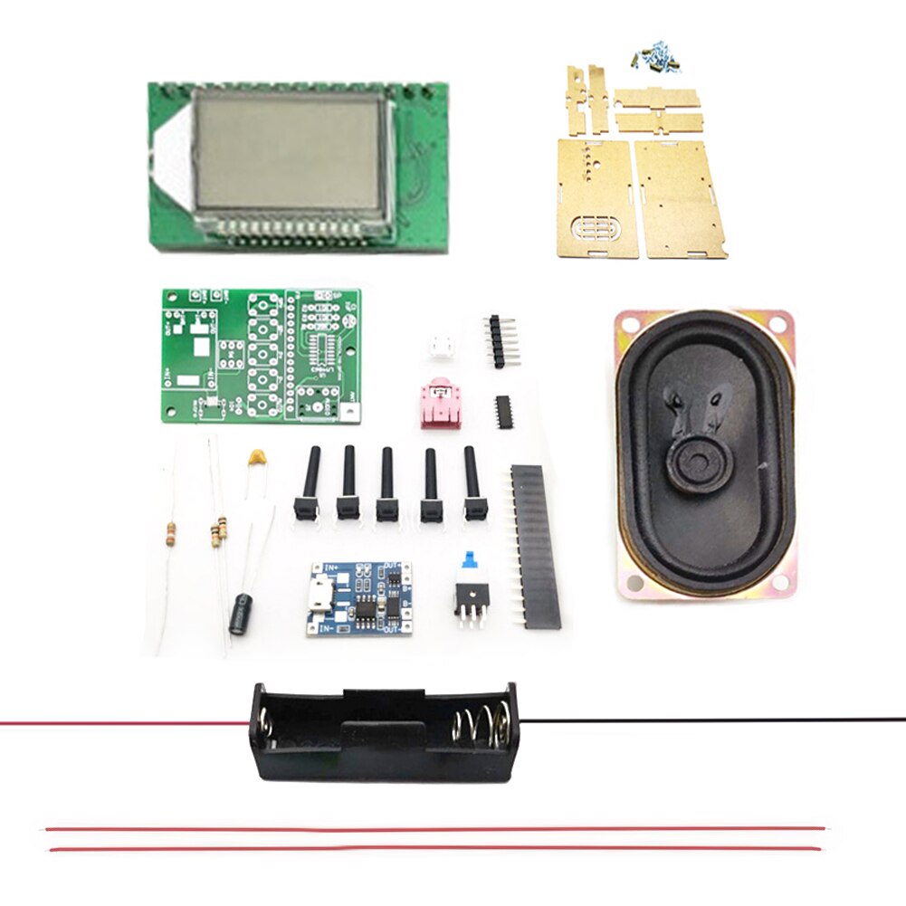 76-108MHz Radio set Automatically Adjust FM DIY Radio Set LCD Display Radio ith Power Amplifier Antenna Parts with Cover
