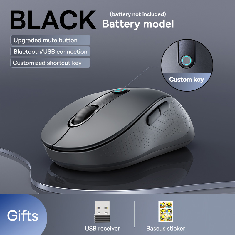 upgrade】Baseus oplaadbare draadloze muis Type-C Opladen Bluetooth 5.2 4000 DPI Computer Laptop Mute Muizen Ergonomische muis: Roze