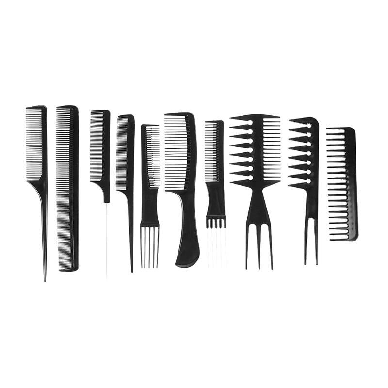 10Pc Kappers Kam Voor Kapsel Antistatische Hairstyling Kam Carbon Fibre Kam Set Voor Salon Zwarte Kleur
