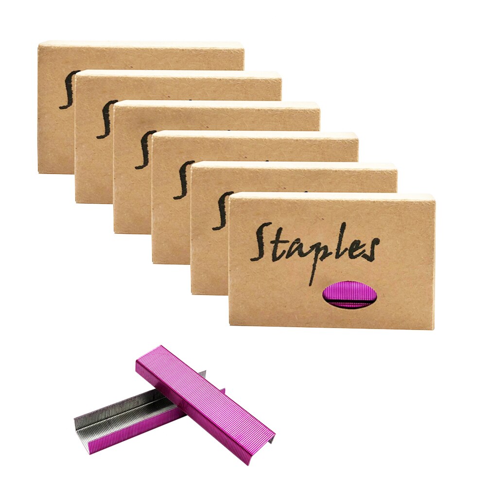 6 Box Rose Red Staples Standard Stapler Refill 26/6 Size 5700 Staples for Office School Stationery Supplies