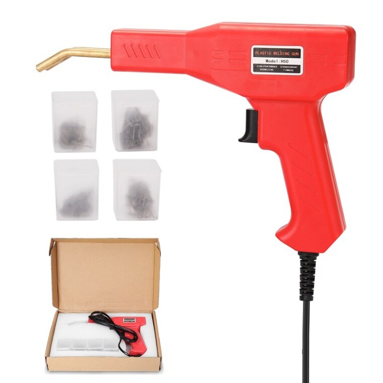 50W Plastic Welders Welding Equipment Car Bumper Repair Stapler Garage Tools Staplers Machine PVC Plastic Repairing Tool: UK plug / Red3 with foam