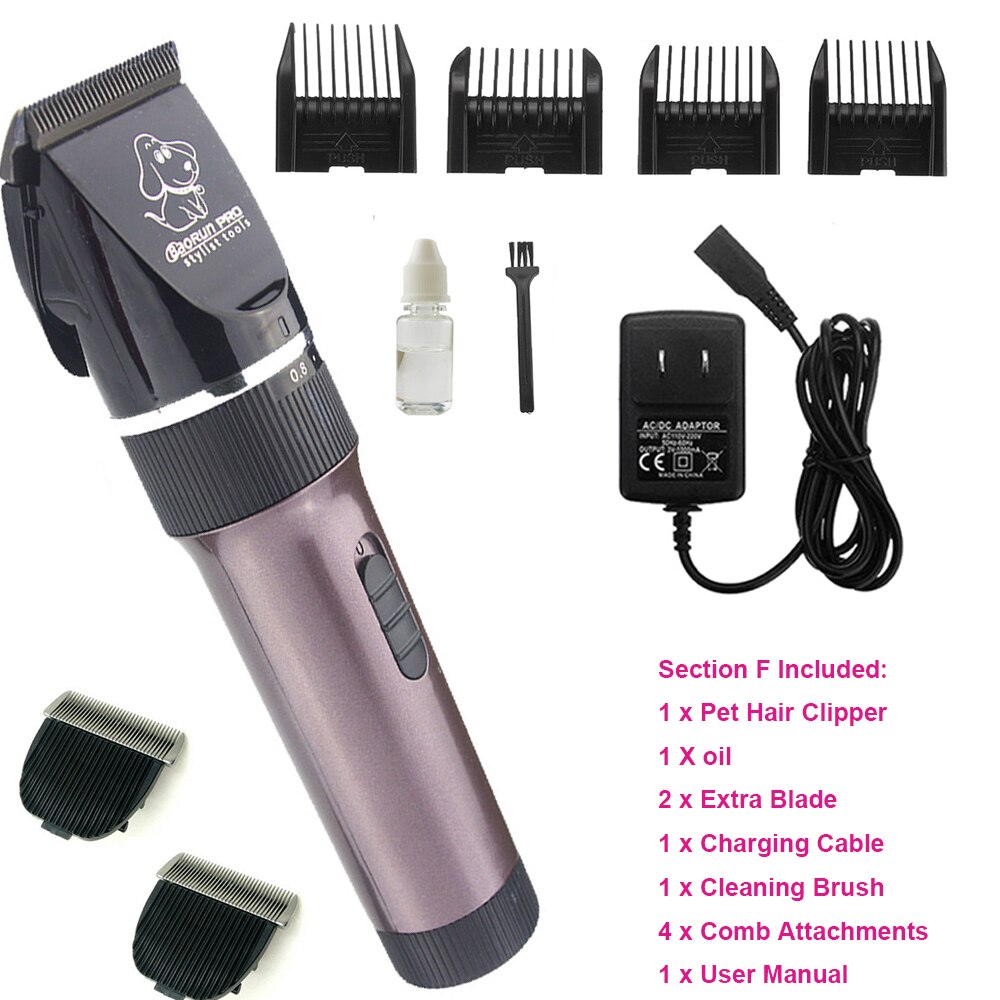 Pet Hair Trimmer Electric Rechargeable Cat Clipper Grooming Cutters Powerful Shaver Machine For Animal 110-240V: Brown C