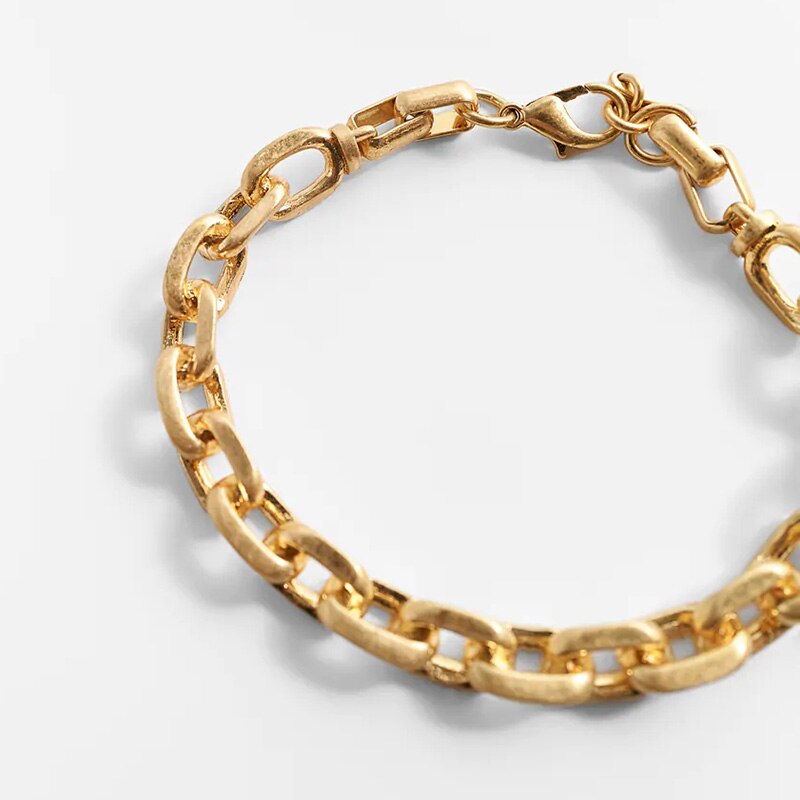 ZA Vintage Statement Gold Metal Three Chain Bracelet For Women Luxury Gothic Chain Layered Bracelets Trendy Jewelry: BT022-3