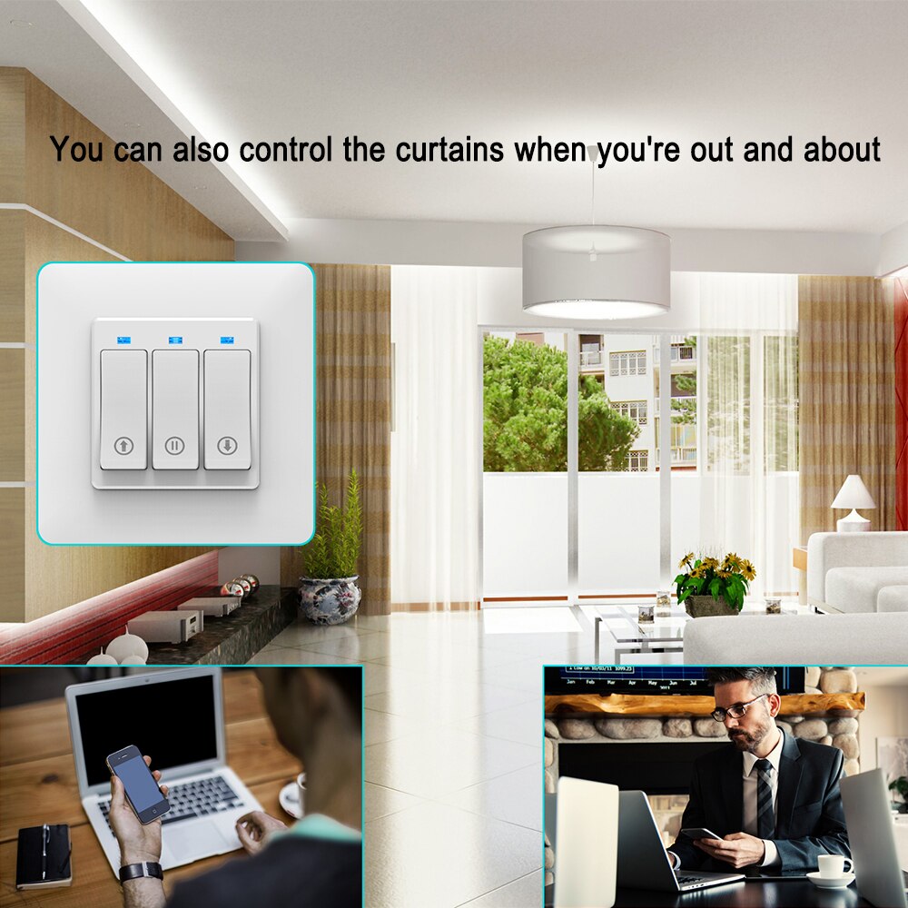 Curtain Smart Switch Phone APP Remote Controlling Mechanical Button Smart Curtain Controller With Indicator Light EU PLUG