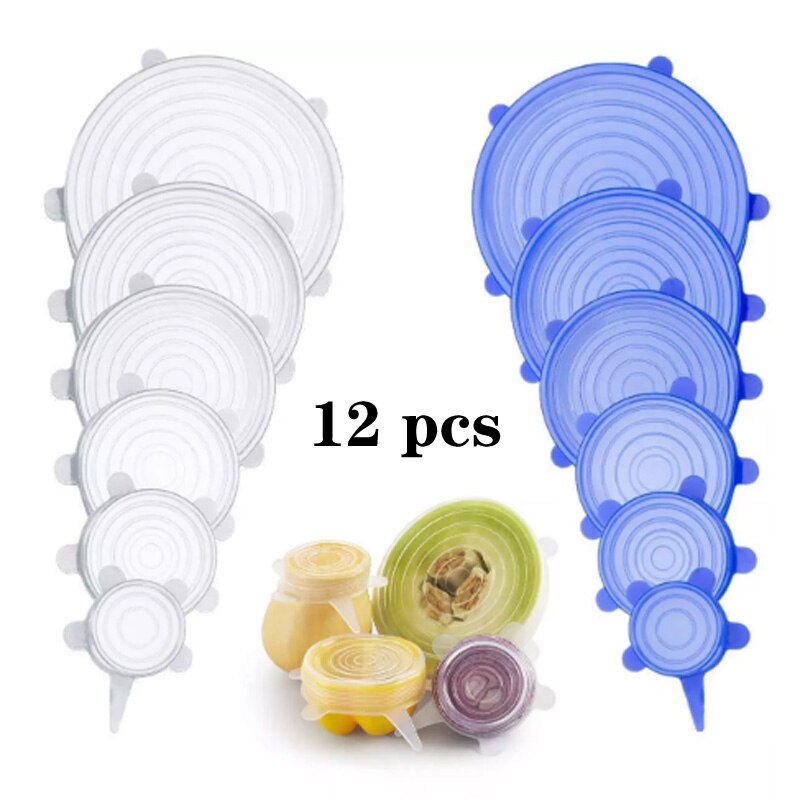 6/12 stuks siliconen rekdeksels universele deksel siliconen kom pot deksel siliconen deksel pan koken voedsel vers deksel magnetron deksel