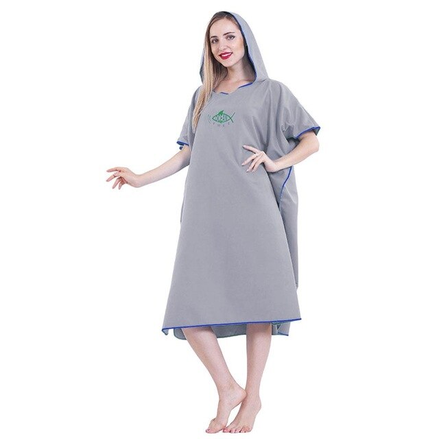 Serviette de bain à capuche pour adulte, serviette de plage, Poncho, grande taille, couleur bonbon, pour femmes et hommes: Grey