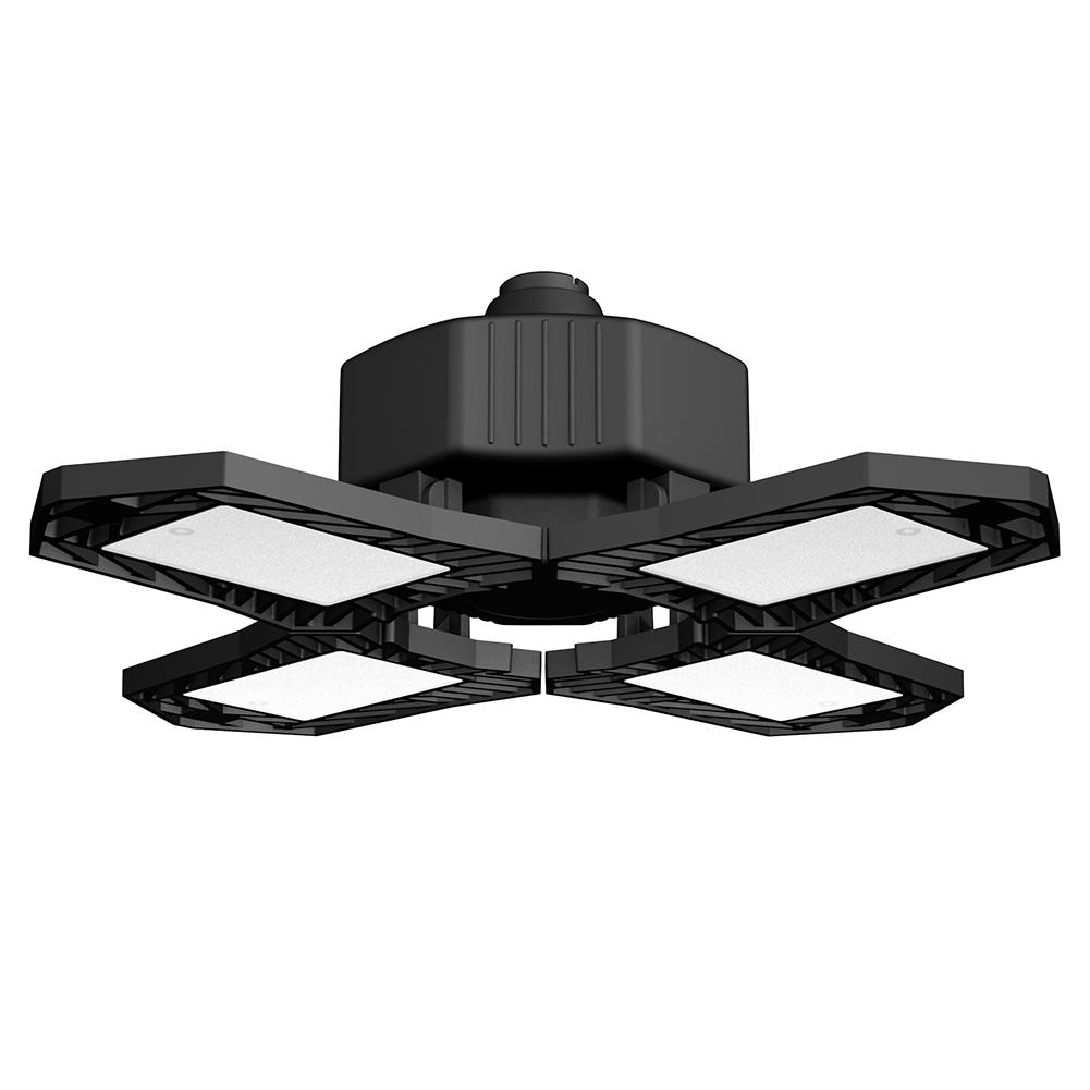 Luz LED para garaje, lámpara de garaje ajustable Deformable, 150W E27 /E26, luz de campana montaje alto superbrillante para Taller, iluminación Industrial: Black 1pcs