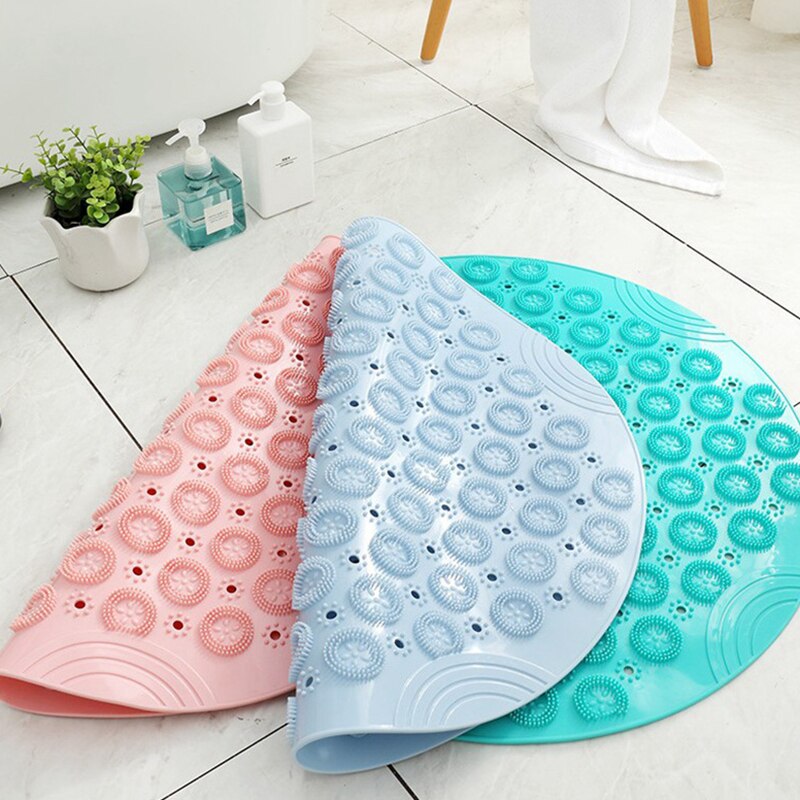Tapis de bain rond antidérapant en PVC, en Silicone, pour douche, brosse pour les pieds, pointe de peau morte, perles, accessoires de bain