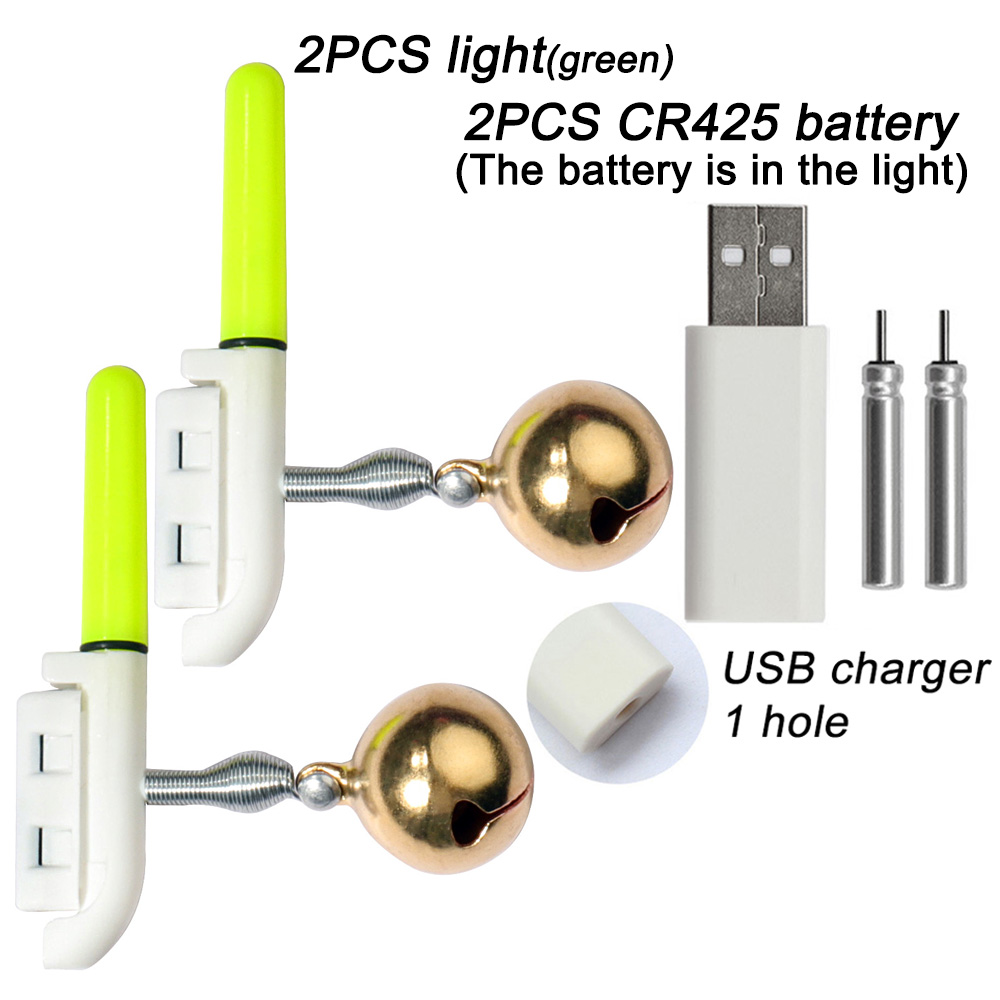 Sonnette d'alarme de morsure de poisson, chargeur USB CR425 3.6V, lampe à capteur de batterie, Kit d'outils de nuit lumineux, tige de Pesca, matériel lumineux, Flash LED: WHITE