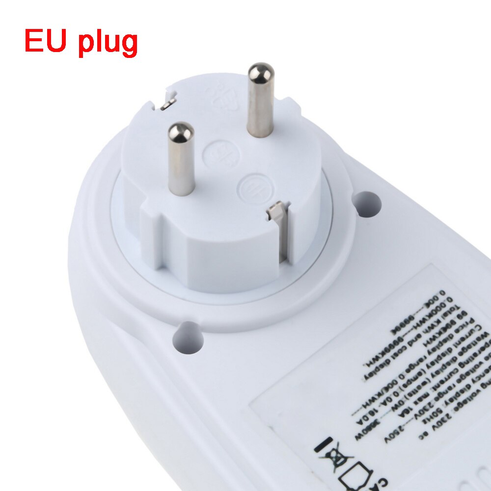 Eu Plug Ac Power Meter 230V Digitale Voltage Wattmeter Stroomverbruik Watt Energiemeter Elektriciteit Analyzer Monitor: EU Plug