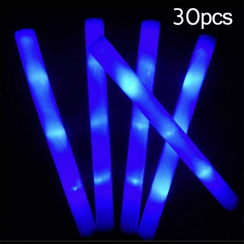 15/30 Stück LED-Leuchtstäbe, bunt, RGB-Leuchtschaumstoffstäbchen, Jubelröhre, dunkles Licht für Weihnachten, Geburtstag, Hochzeit, Partyzubehör