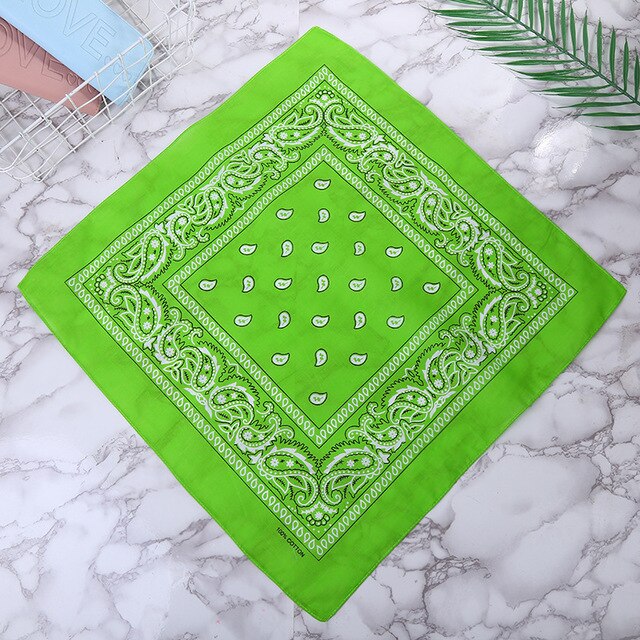 1Pc rouge Bandana chapeaux bandeau de cheveux cou écharpe bandes à poignet carré foulards imprimer mouchoir cheveux accessoires pour les femmes: 1pcs Light Green