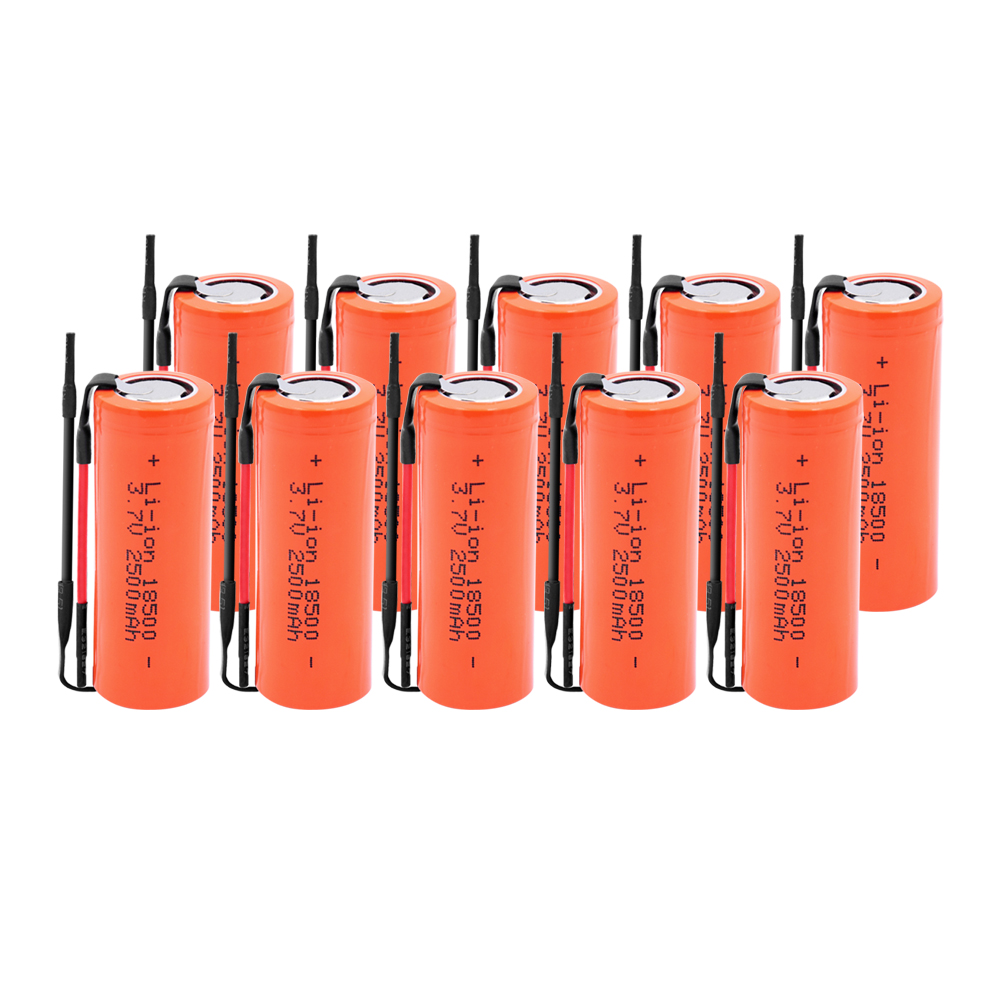 Rechargeable Li-Po Lithium high-discharge high current + DIY Linie 18500 Li-ion Battery 3.7V 2500mAh Batteries for flashlight: 10 PCS