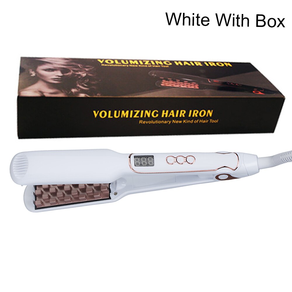 Flache Eisen Haarglätter Haar Volumizing Eisen Begradigung Keramik Haar Curler Eisstockschießen Bügeleisen Zangen Gut Haar Crimper: Weiß mit Kasten / uns