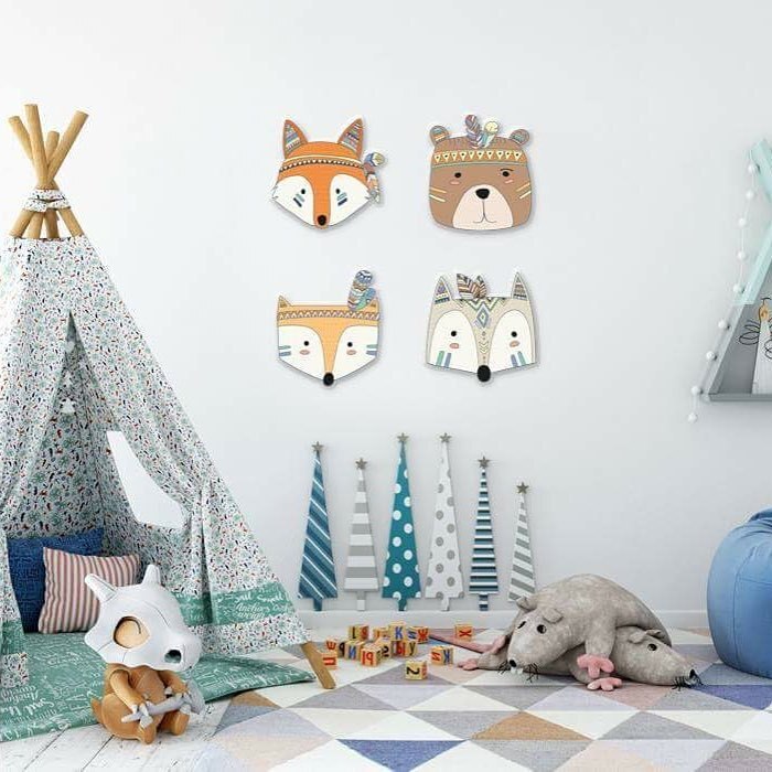 Autocollants muraux 3D animaux de style nordique, décoration pour chambre d&#39;enfant, Stickers muraux