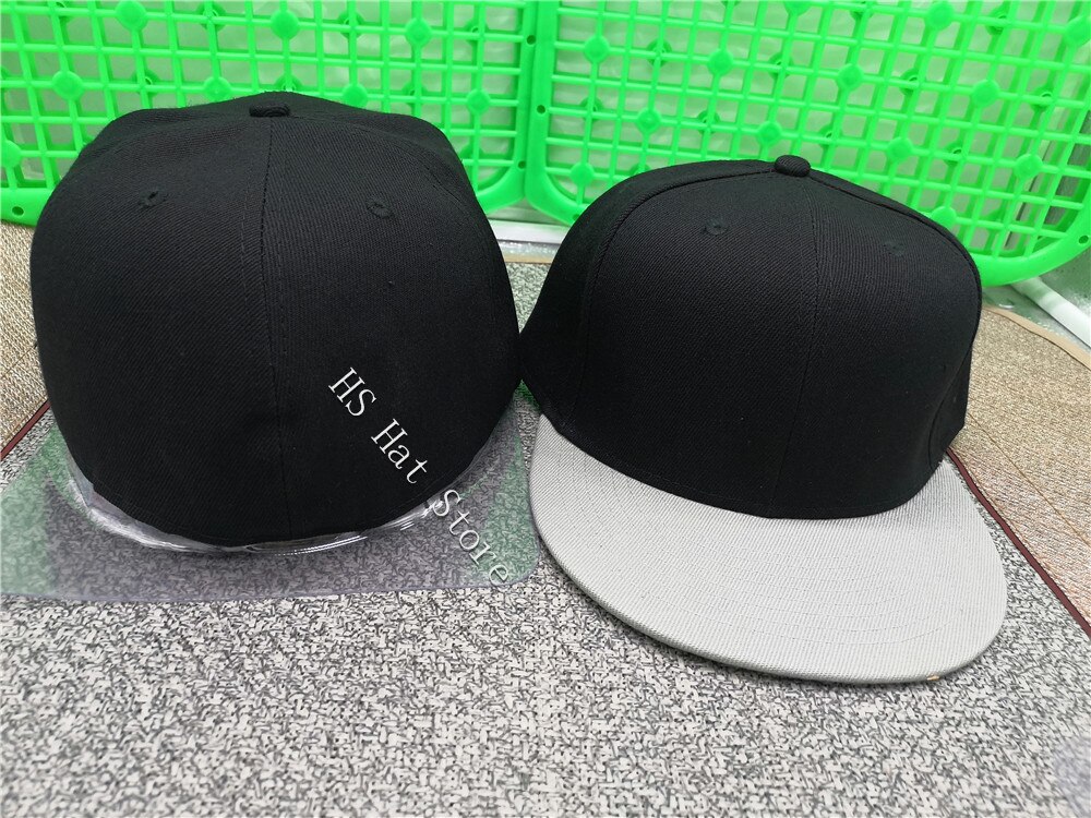 fast blank full lukk hofte hopp lokk hel nedleggelse menns størrelse flat brem regning baseball lokk utstyrt hatblack grå