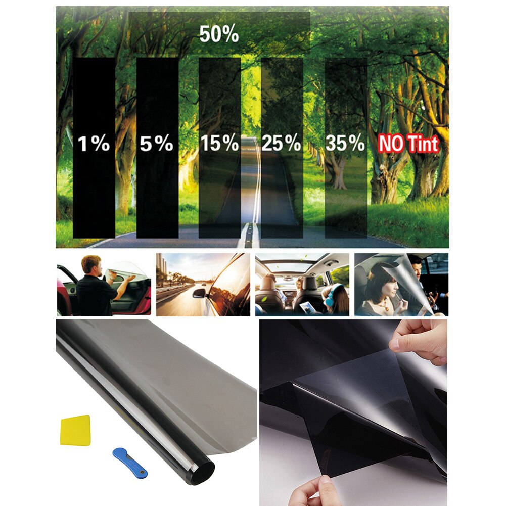 50 cmx 300cm mørk sort bilrude toning film glas sommer bil auto hus ruder glas toning solbeskyttelse biltilbehør