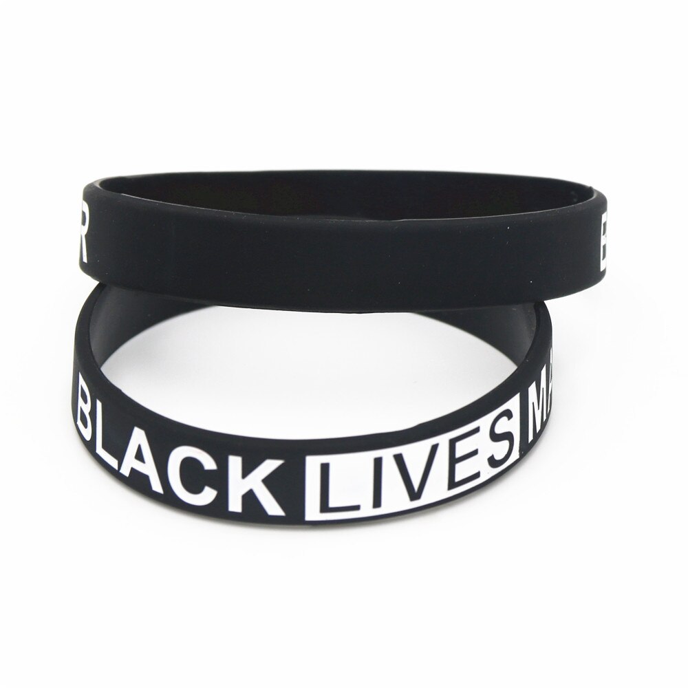 1Pc Black Leven Kwestie Siliconen Polsbandje Black Silicone Rubber Armband & Armbanden Voor Mannen Vrouwen Naam