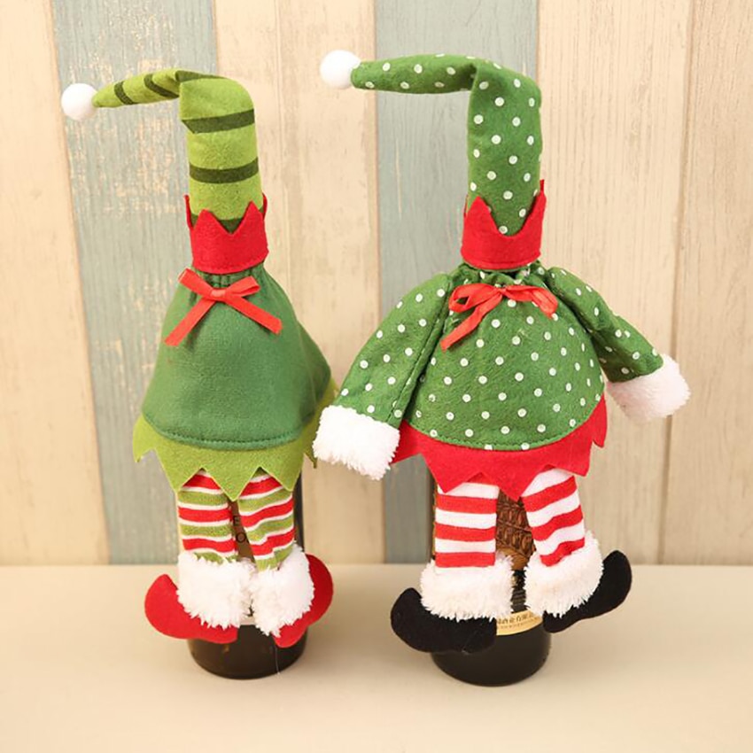 Weihnachten Wein Flasche Dekorationen Nette Lange Bein Plüsch Spielzeug Wein Flasche Deckel Abdeckung Wein Deckel Weihnachten Party Dekoration