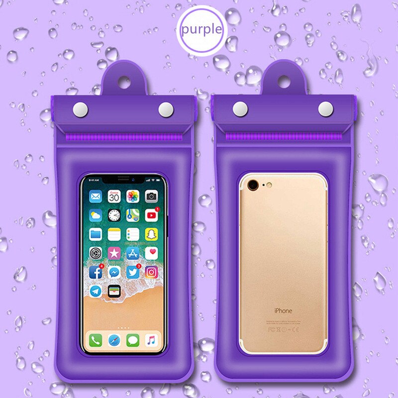 Bolsa de aire impermeable para teléfono móvil, funda de PVC para iphone 11 12 pro max, bolsa de buceo en Seco Bajo el agua, funda para teléfono deportivo: Purple