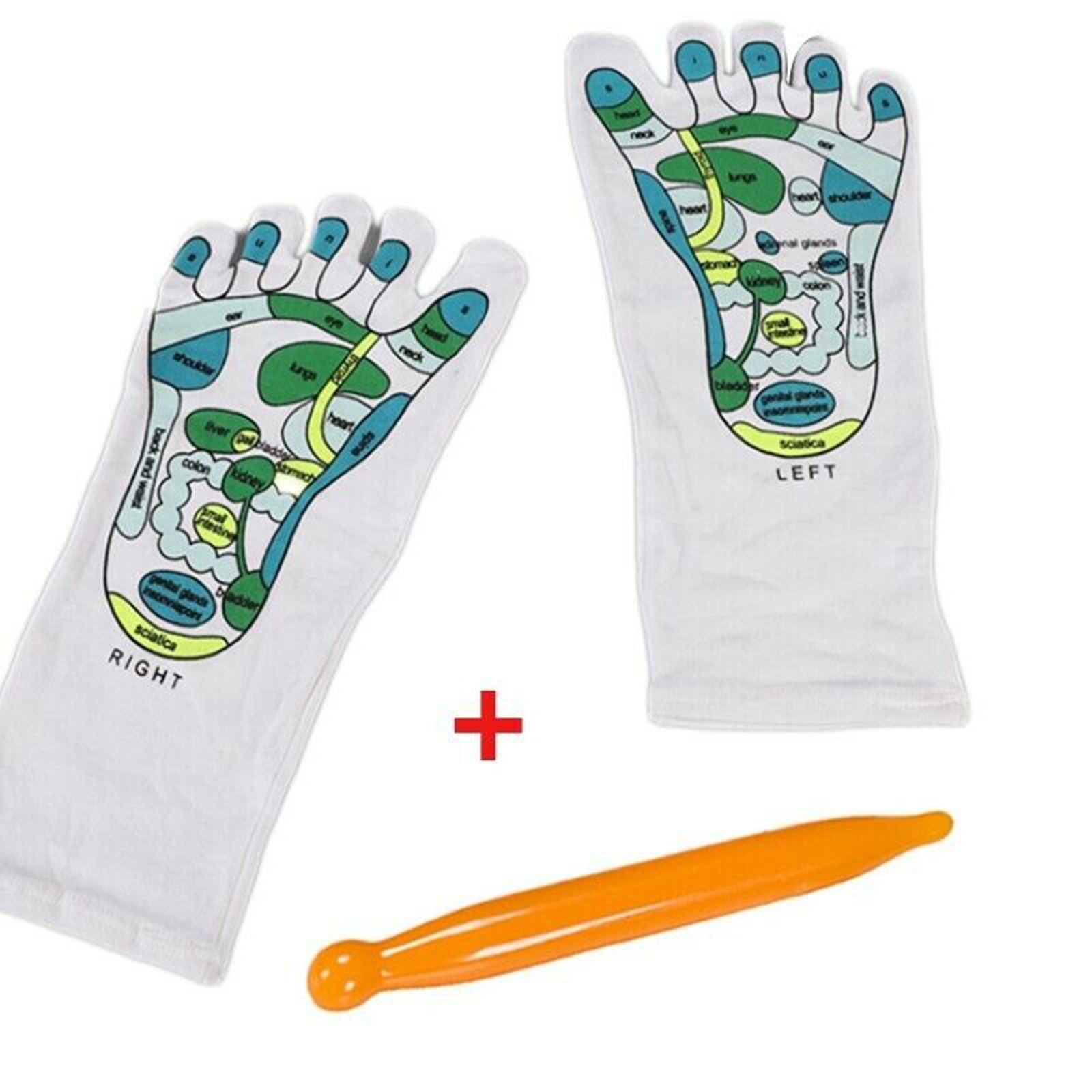 Acupressuur Reflexologie Sokken Voetmassage Reflectie Gebied Schematische Sokken Met Massage Stok Reflexologie Zones Gemarkeerd Sokken