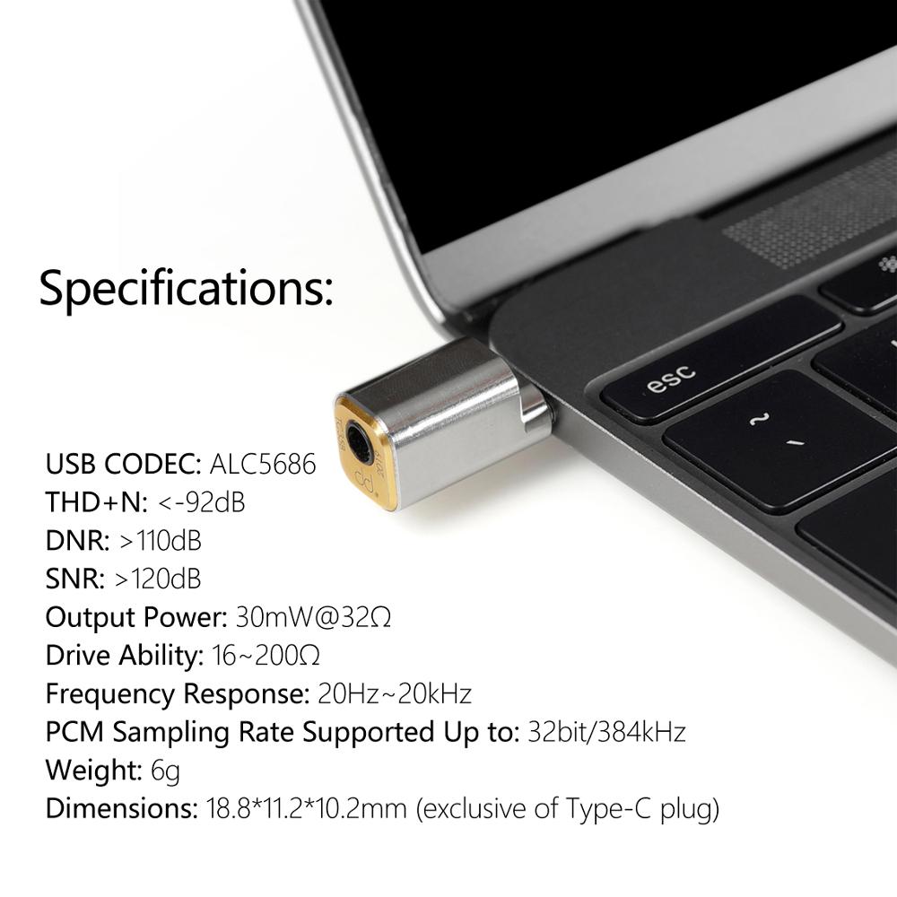 DD ddHiFi TC35B USB type-C to Jack 3.5mm Cable Adapter & Decode For Android mobile phone 384kHz/32bit