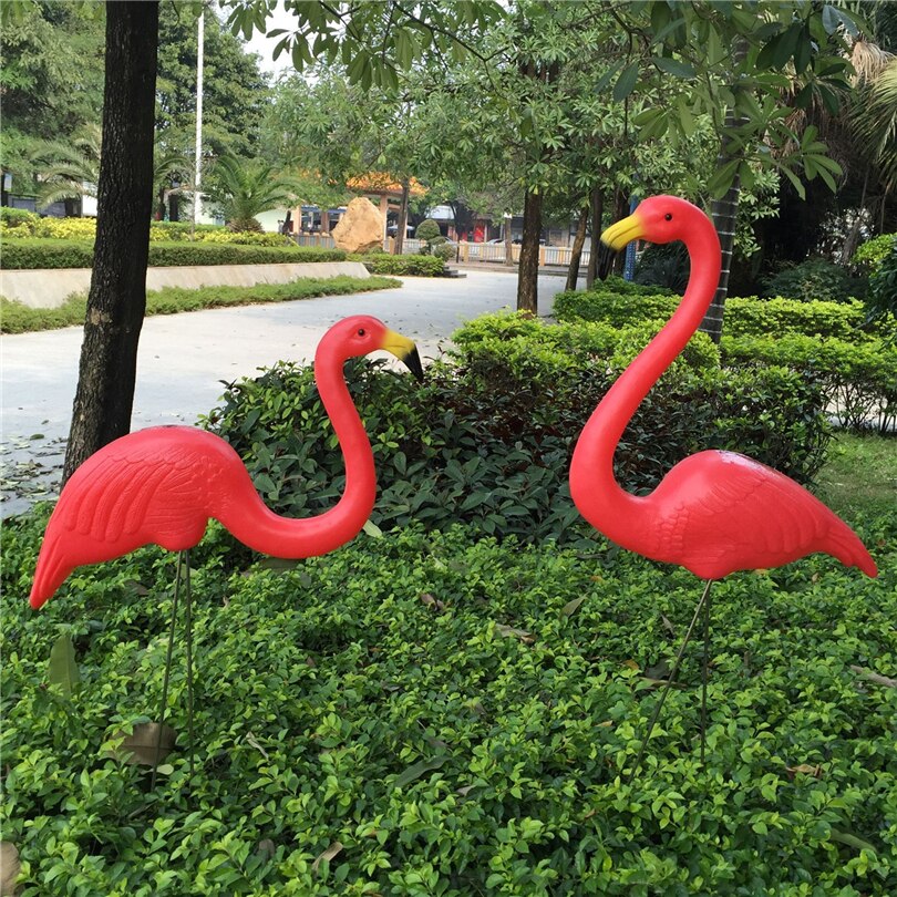 2 Stks/set Plastic Flamingo Ornamenten Simulatie Flamingo Gazon Tuin Decoratie Huwelijksceremonie