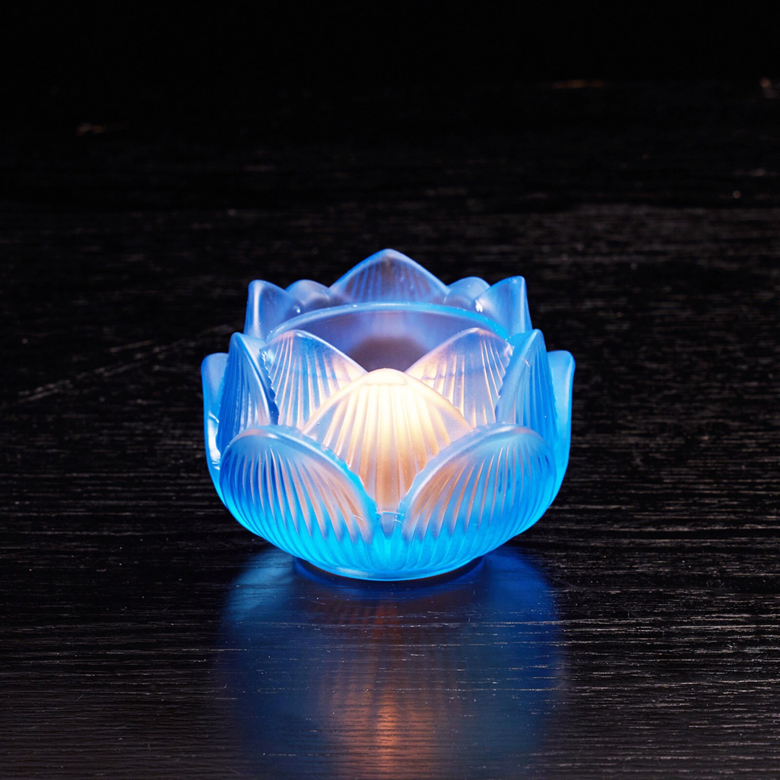 * 8 farver krystal lotusblomst lysestage свічки на батарейках buddhist lysestage lys aromaterapi lys til fødselsdag: Blå