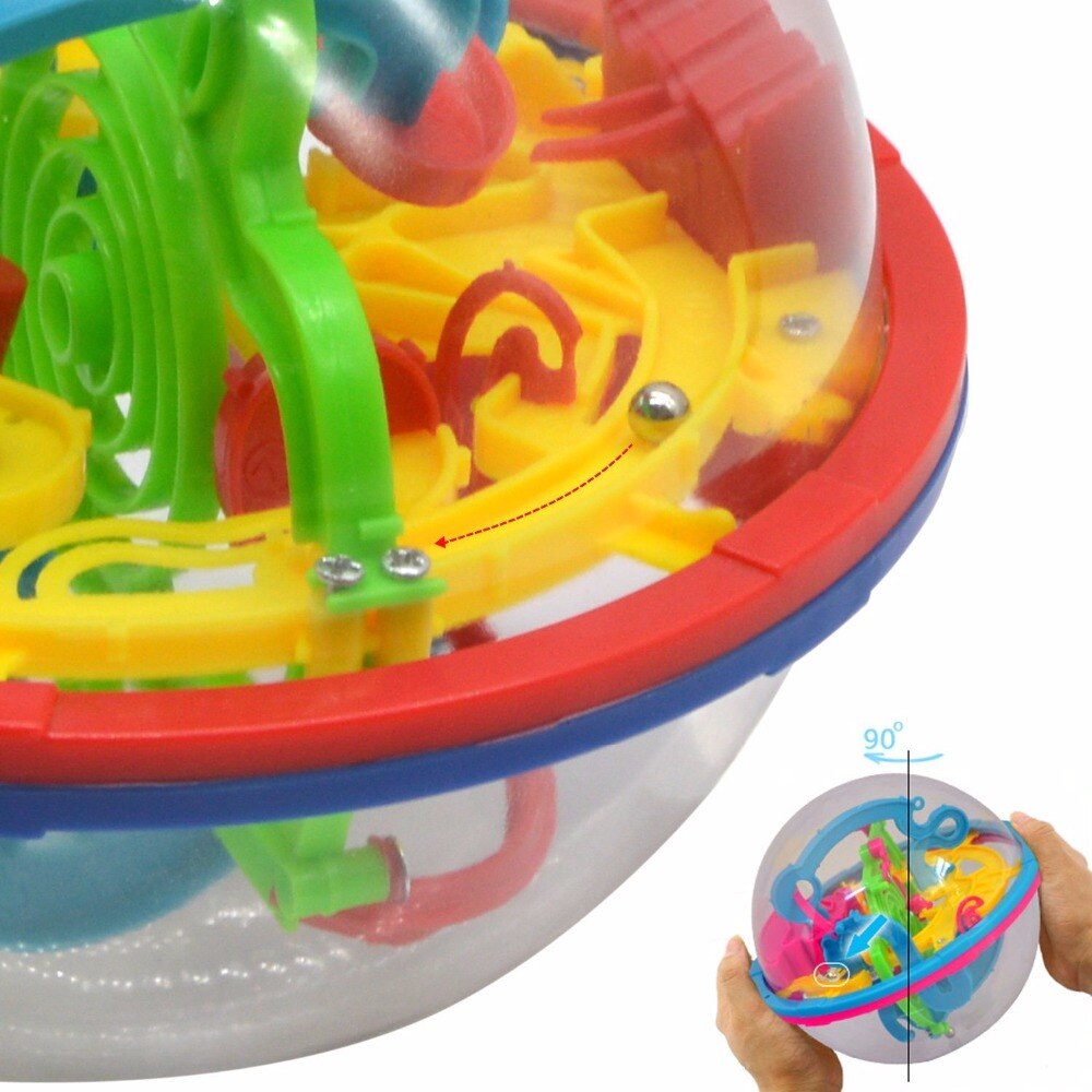 100 Step 3D puzzle Ball Magic Intellect Ball Labyrinth Sphere Globe Toys Challenging Barriers Game Brain Tester Balance Training