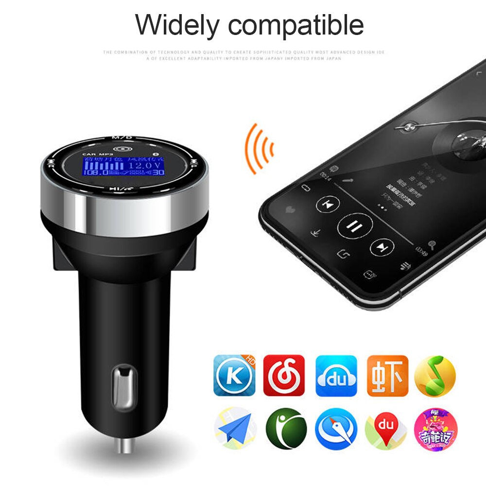 JINSERTA Bluetooth 5.0 Fm Transmitter Handsfree Car Kit MP3 Modulator 3.1A Car Charger Double USB With LED Screen