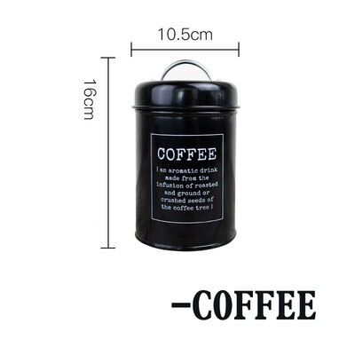 Pot de rangement de thé café sucre | Bocal de cuisine, boîte à sceau métallique, conteneur de scellage scandinave, pot de rangement de bonbons maison céréales poudre de lait: Black COFFEE