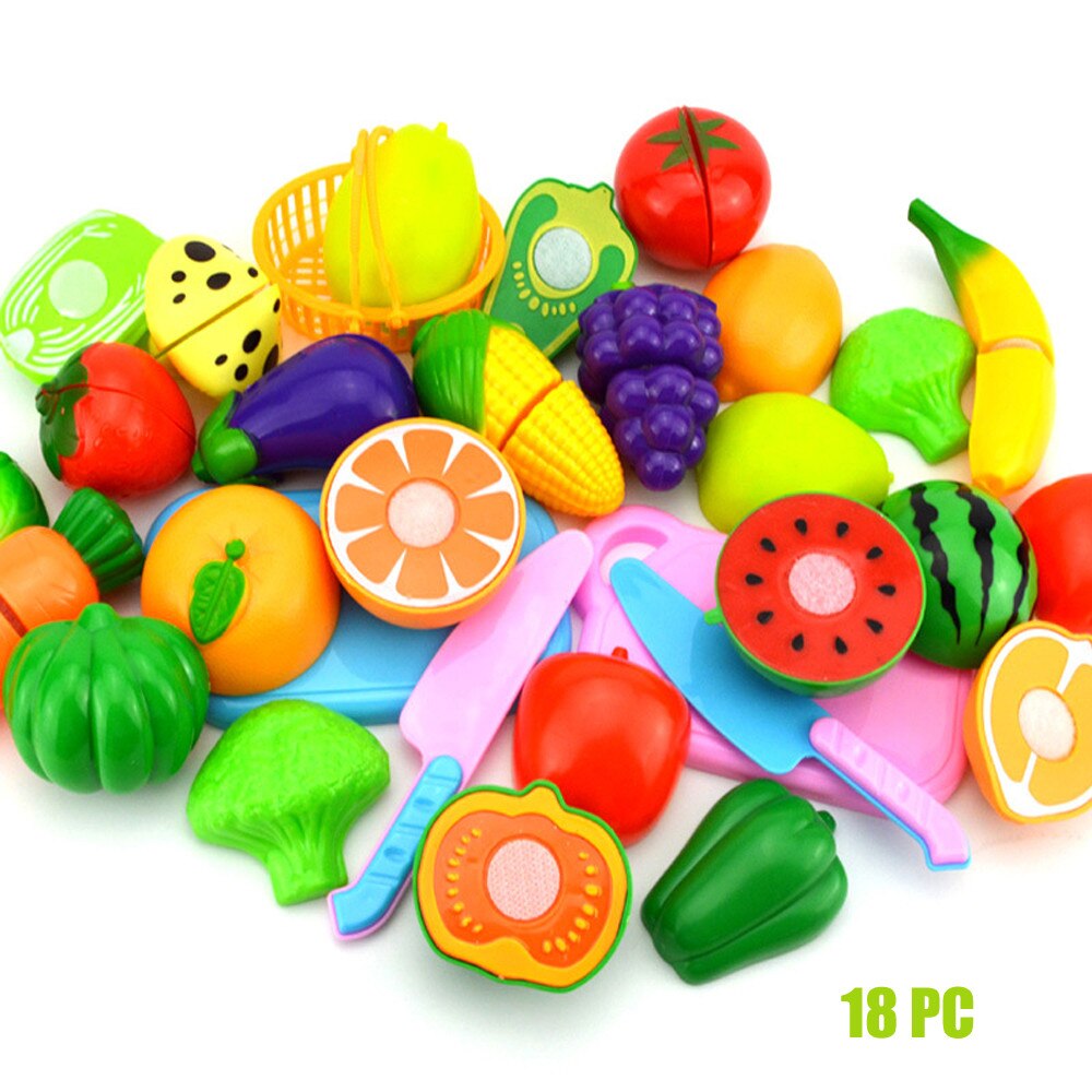 Kids Pretend Rollenspel Keuken Fruit Groente Voedsel Speelgoed Snijden Set Realistische Educatief Baby Speelgoed: 18PCS