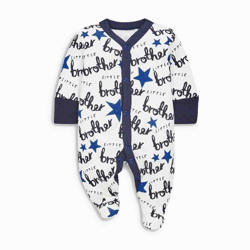 Lente Baby Footies Lange Mouw 100% Katoen Ropa De Bebe Nena Super Ster Jongens Meisjes Baby Boy Footie pyjama 0-24 M: Blauw / 24M