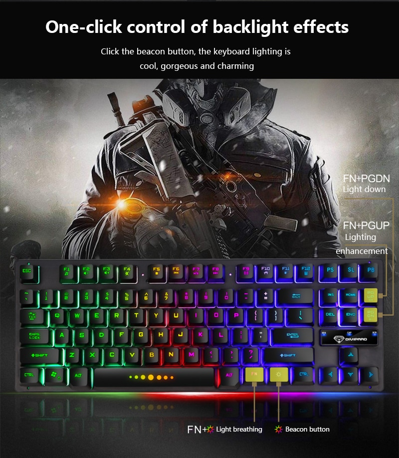 GK-10 Edition Mechanical Keyboard 87 Keys Luminous Characters Switch Gaming Keyboards For Tablet Desktop Manipulator Keyboard