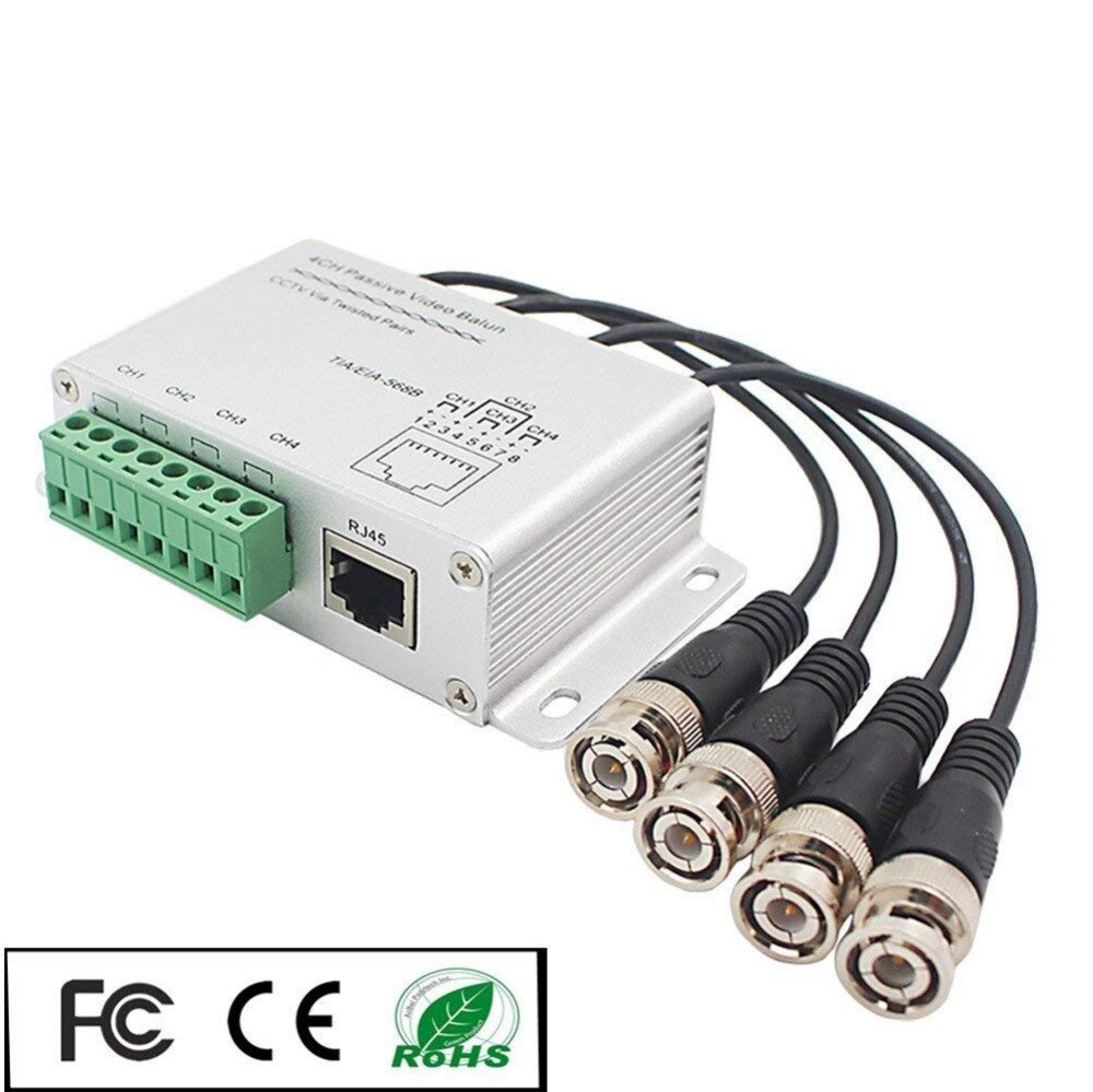 4-CH HD 720 P/1080 P Passieve Video Balun CCTV Camera Transceiver, BNC naar Cat5e RJ45 UTP Kabel Converter