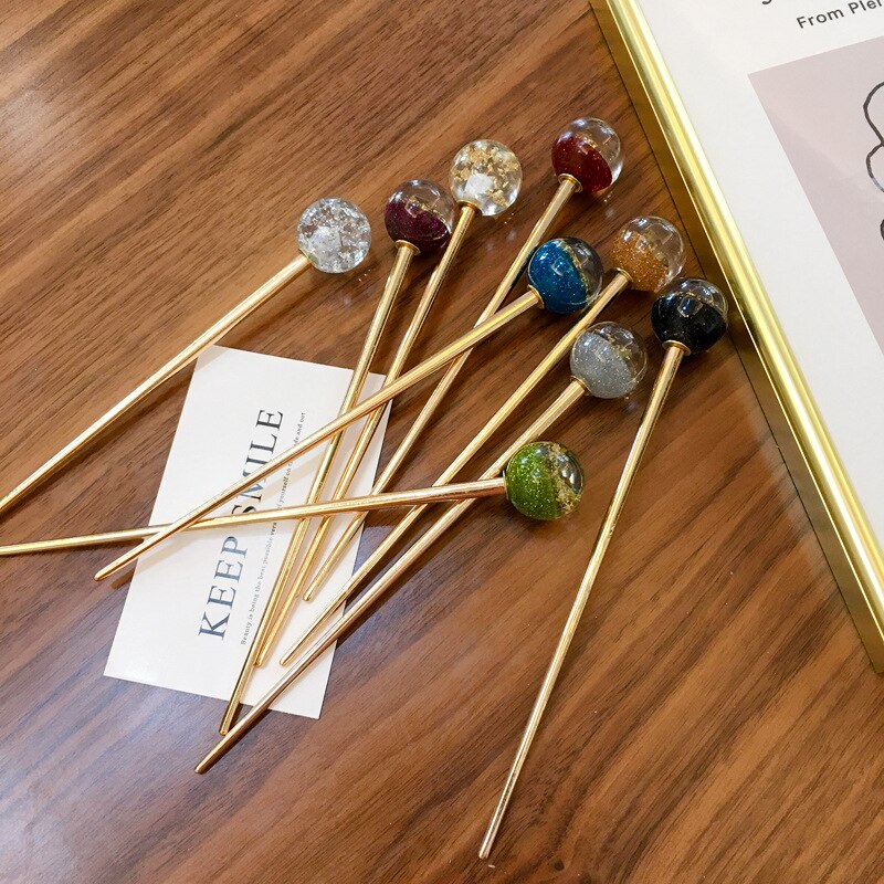 Vrouwen Meisje Glanzende Folie Sterrenhemel Bal Planeet Japan Haar Sticks Handgemaakte Barrette Haarspelden Haar Accessoires Hoofddeksels Sieraden